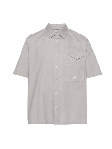 Cotton Popeline Short Sleeve Shirt Grey - CP COMPANY - BALAAN 1