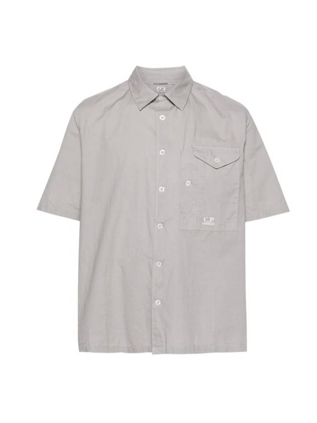 Cotton Popeline Short Sleeve Shirt Grey - CP COMPANY - BALAAN 1