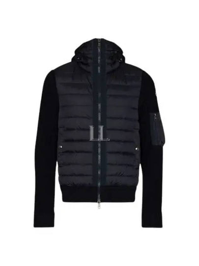 Logo Patch Padded Wool Cardigan Black - MONCLER - BALAAN 2