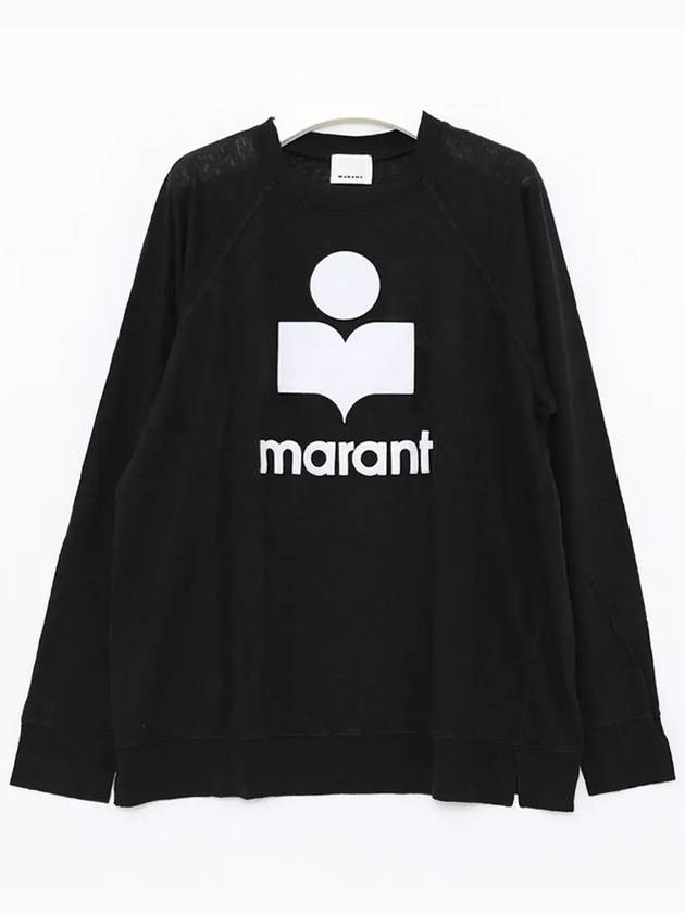 Kieffer Logo Print Linen Long Sleeve T-Shirt Black - ISABEL MARANT - BALAAN 4