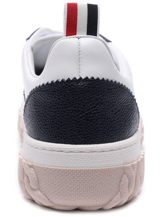 Calf Suede Cable Knit Low Top Sneakers White Navy - THOM BROWNE - BALAAN 5