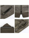 Front Zip  Down Suede Jacket Dark Olive - TOM FORD - BALAAN 7