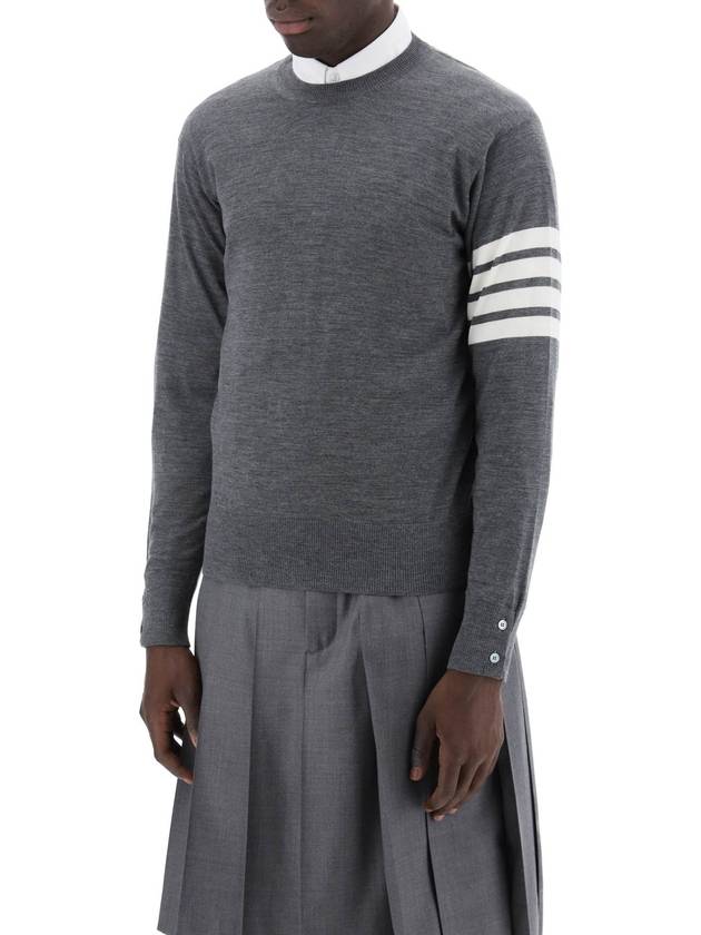 4 Bar Armband Classic Merino Wool Knit Top Medium Grey - THOM BROWNE - BALAAN 5