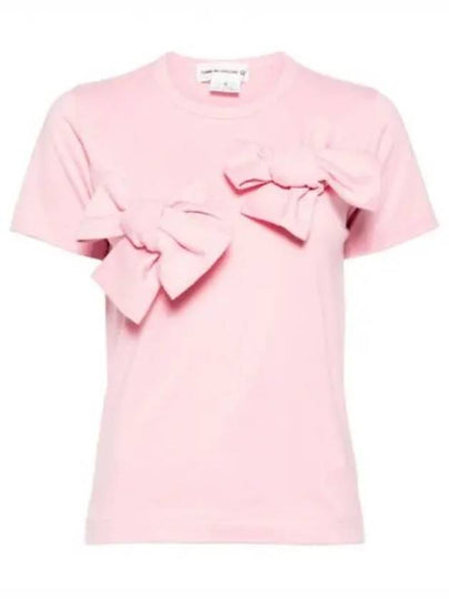 Ribbon Cotton Short Sleeve T-Shirt Pink - COMME DES GARCONS - BALAAN 2