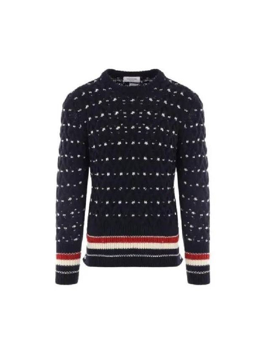 Wool Mohair Long Sleeve Knit Top Navy - THOM BROWNE - BALAAN 2