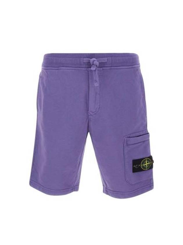 Cotton Fleece Cargo Bermuda Shorts Purple - STONE ISLAND - BALAAN 8