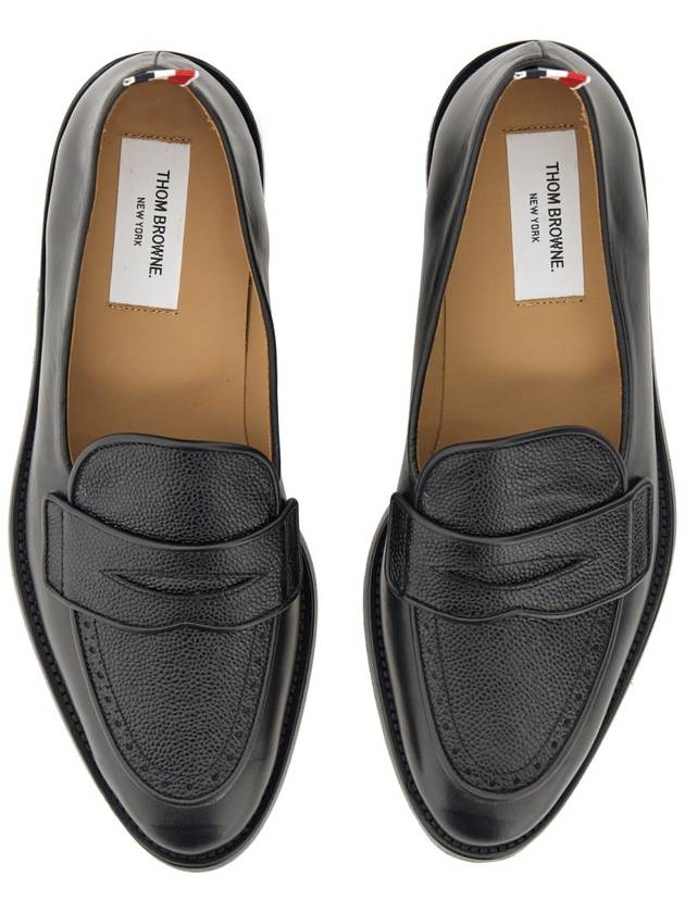 Men's Vitello Flexible Leather Sole Soft Penny Loafer Black - THOM BROWNE - BALAAN 6