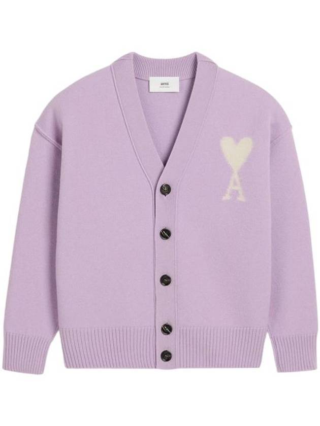 De Coeur V-Neck Cardigan Lilac - AMI - BALAAN 2