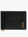 Tiny Cassandre Gold Monogram Logo Money Clip Card Wallet Black - SAINT LAURENT - BALAAN 2