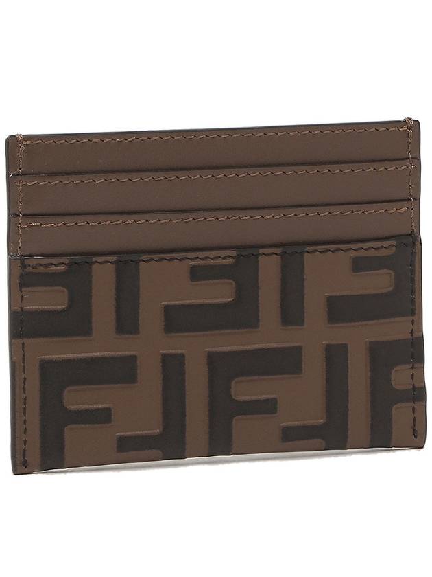 Logo Diamond Leather Card Wallet Brown - FENDI - BALAAN 4