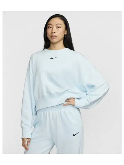 Sportswear Phoenix Fleece Oversized Crew Neck French Terry Sweatshirt W Glacier Blue Black FZ6810 474 - NIKE - BALAAN 1