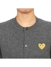 Comme des Gar ons Gold Wappen Wool Round Neck Cardigan Charcoal - COMME DES GARCONS PLAY - BALAAN 7