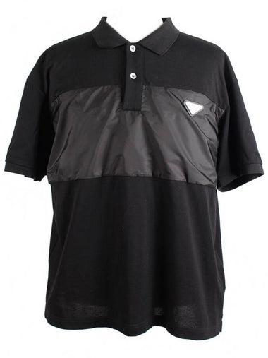 Triangular logo pique polo shirt M - PRADA - BALAAN 1