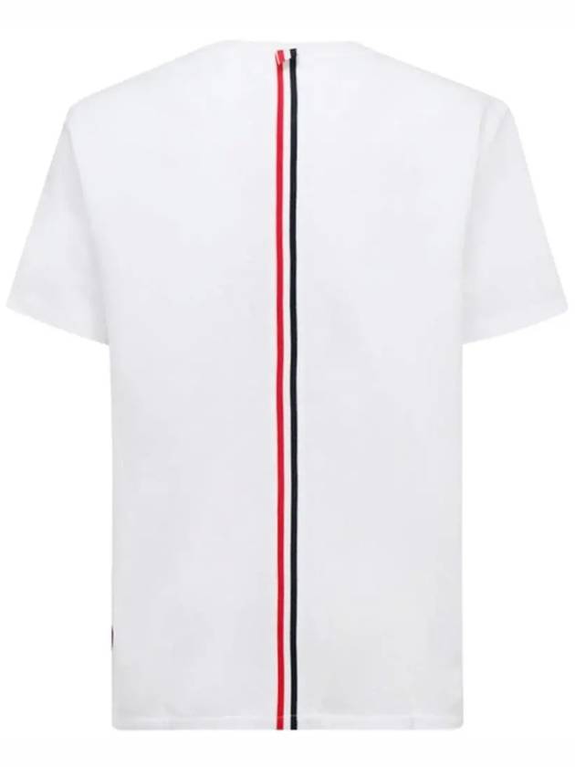 Men's Center Back Striped Short Sleeve T-Shirt White - THOM BROWNE - BALAAN 4