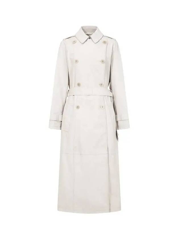 Women s Double Button Belted Leather Coat Light Gray - EMPORIO ARMANI - BALAAN 1