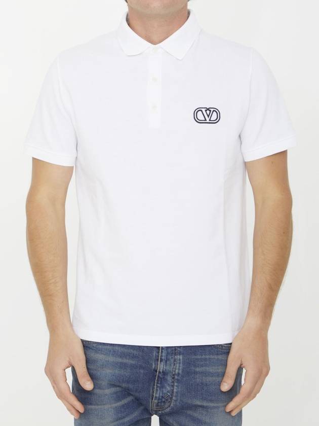 V logo signature patch cotton PK shirt white - VALENTINO - BALAAN 2