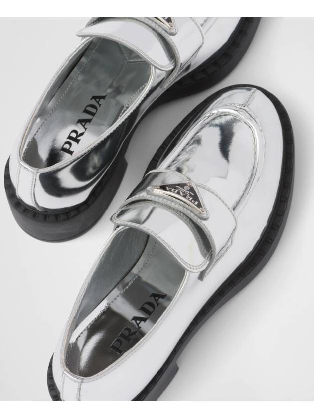 23SS triangle logo leather loafers silver 1D246M - PRADA - BALAAN 3