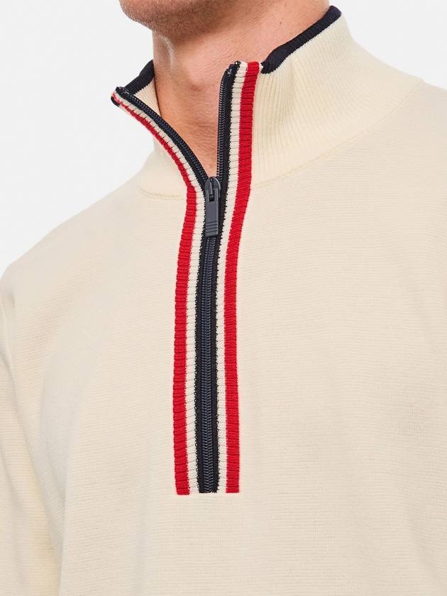 Half zip wool knit top white - THOM BROWNE - BALAAN 5