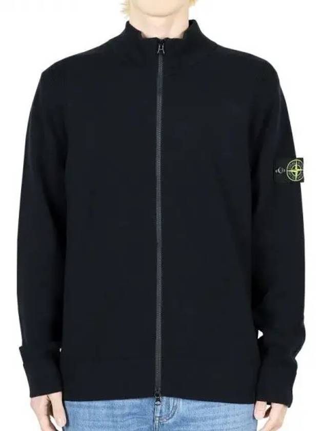 503A1 Stretch RWS Wool Knit Cardigan Navy - STONE ISLAND - BALAAN 2