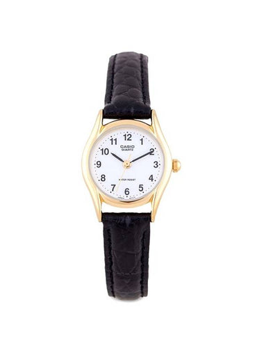 Women Analog Leather Watch Black Gold - CASIO - BALAAN 1