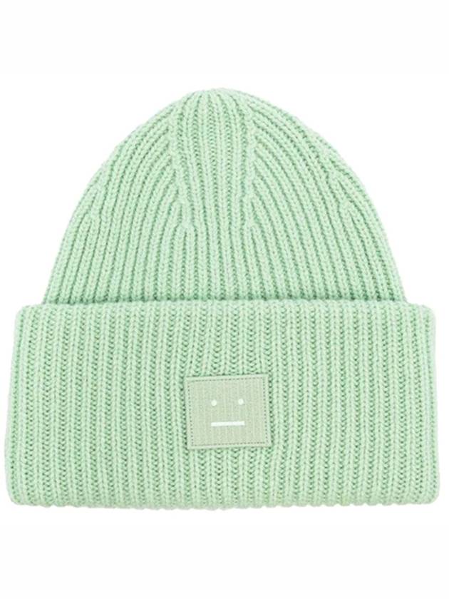 Face Patch Ribbed Wool Beanie Spring Green - ACNE STUDIOS - BALAAN 2