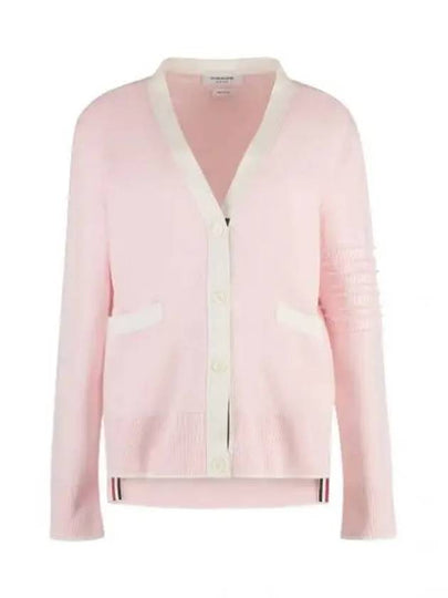 Milano Stitch V Neck Cardigan Pink - THOM BROWNE - BALAAN 2