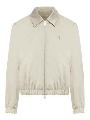 De Coeur Logo Zip-up Jacket Light Beige - AMI - BALAAN 1