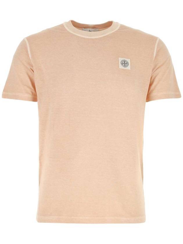 Logo Patch Chest Short Sleeve T-Shirt Peach Pink - STONE ISLAND - BALAAN 1