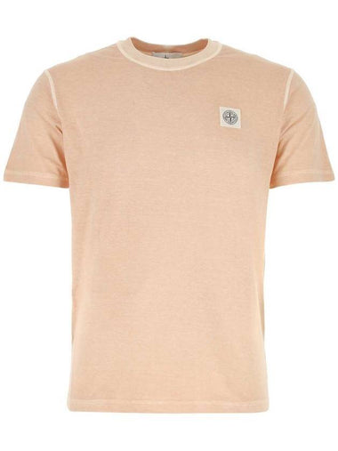 Logo Patch Chest Short Sleeve T-Shirt Peach Pink - STONE ISLAND - BALAAN 1