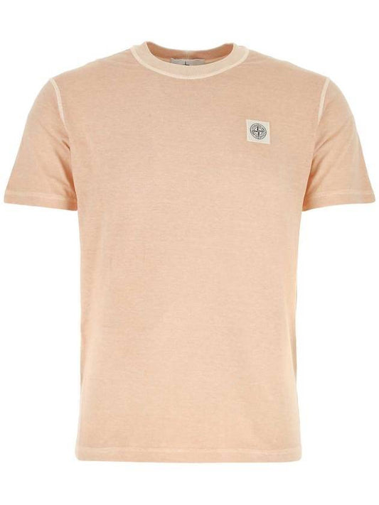 Logo Patch Chest Short Sleeve T-Shirt Peach Pink - STONE ISLAND - BALAAN 1