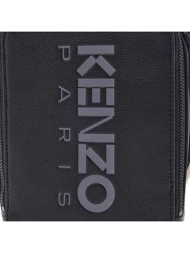 Logo Belt Leather Messenger Bag Black - KENZO - BALAAN 8