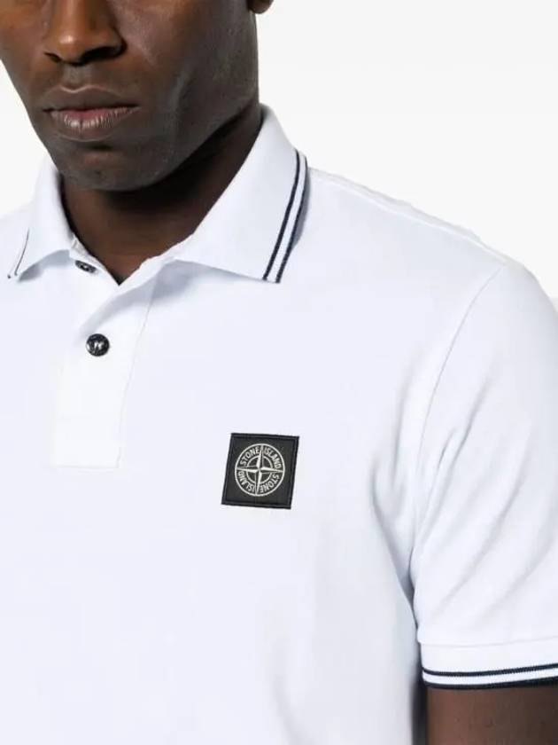 Stretch Cotton Pique Short Sleeve Polo Shirt White - STONE ISLAND - BALAAN 4