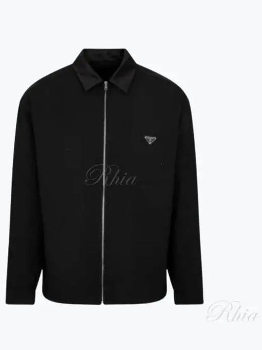 logo zip-up shirt jacket - PRADA - BALAAN 2