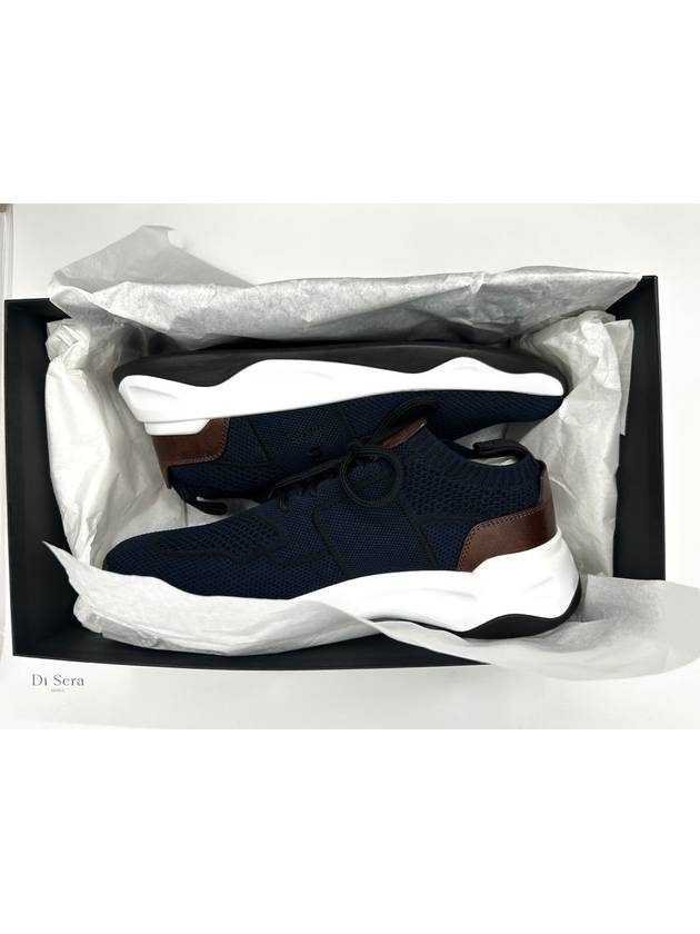 Shadow Knit Leather Low Top Sneakers Navy - BERLUTI - BALAAN 7