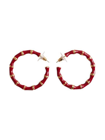 Round Earrings Red - SAINT LAURENT - BALAAN 1