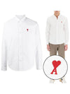 Button Down Boxy Fit Oxford Long Sleeve Shirt Natural White - AMI - BALAAN 2