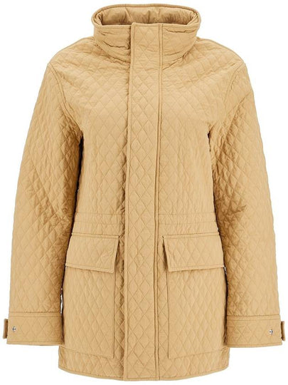 Check Hooded Quilted Jacket Beige - BURBERRY - BALAAN 2