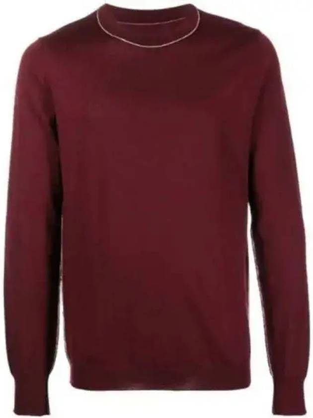 Back Stitch Crew Neck Wool Knit Top Bordeaux - MAISON MARGIELA - BALAAN 2