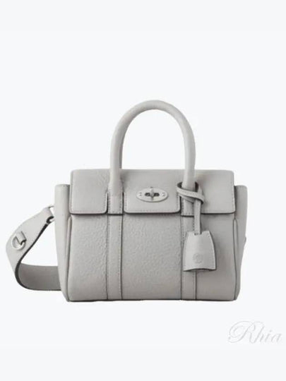 Bayswater Mini Heavy Grain Shoulder Bag Pale Grey - MULBERRY - BALAAN 2