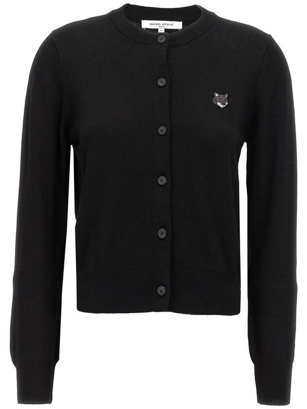 Bold Fox Head Patch Regular Cardigan Black - MAISON KITSUNE - BALAAN 2