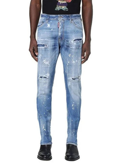 Paint Stretch Cotton Jeans Blue - DSQUARED2 - BALAAN 2