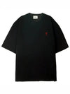 Small Heart Logo Boxy Fit Short Sleeve T-Shirt Black - AMI - BALAAN 2