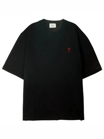 Small Heart Logo Boxy Fit Short Sleeve T-Shirt Black - AMI - BALAAN 2