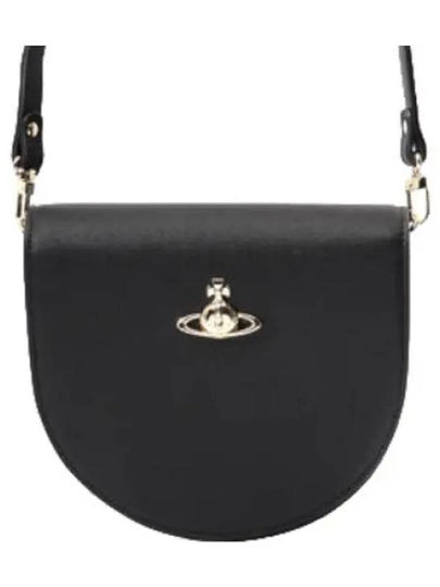 Women's Gold Logo Cross Saddle Bag Black - VIVIENNE WESTWOOD - BALAAN 2