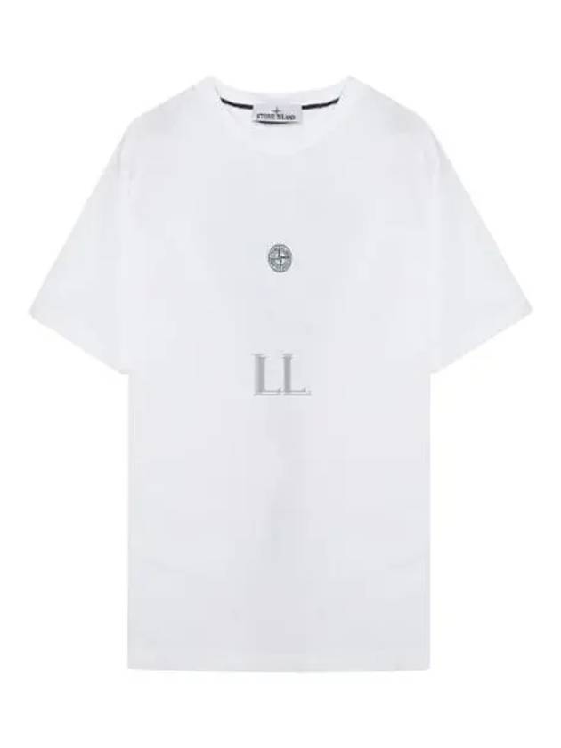 Garment Dyed Lettering One Print Cotton Jersey Short Sleeve T-Shirt White - STONE ISLAND - BALAAN 2