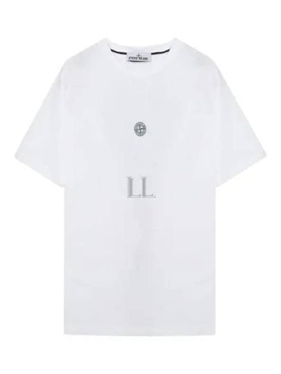 Garment Dyed Lettering One Print Cotton Jersey Short Sleeve T-Shirt White - STONE ISLAND - BALAAN 2