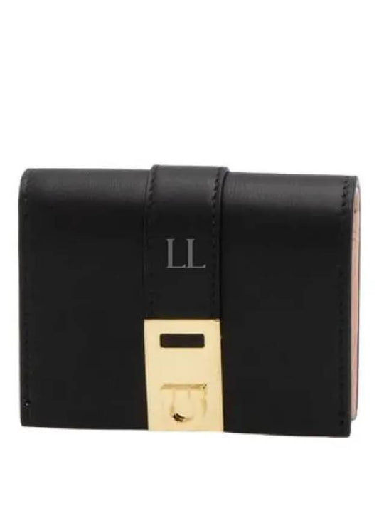 Women's Hug Half Wallet Black - SALVATORE FERRAGAMO - BALAAN 2