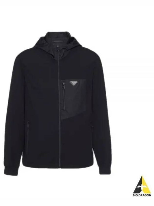 Triangle Logo Pocket Breasted Zip Up Jacket Black - PRADA - BALAAN 2