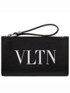 VLTN Logo Strap Coin Zipper Card Wallet Black - VALENTINO - BALAAN 2