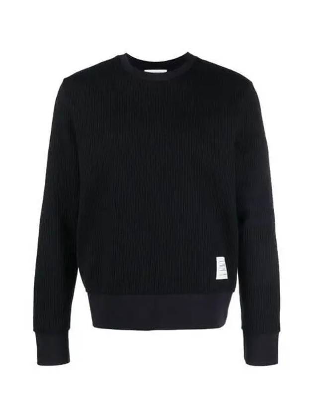 Seersucker Loopback 4 Bar Crew Neck Sweatshirt Navy - THOM BROWNE - BALAAN 3